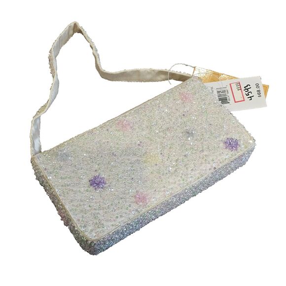 La Regale Vintage Beaded Purse Pastel Purple Pink Iridescent Mermaid Fairy - Picture 1 of 9